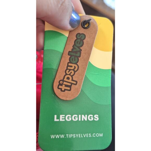 Tipsy Elves Red Sequin Shiny Party Holiday Christmas High Waisted Leggings NEW!! - Picture 6 of 8